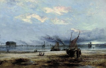 Boat Painting - Sunrise overshore Kirkcaldy Samuel Bough landscape